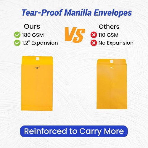 Goefun 6x9 Expanding Clasp Manila Envelopes - Heavy Duty 180 GSM Kraft, 25 Pack for Filing & Mailing