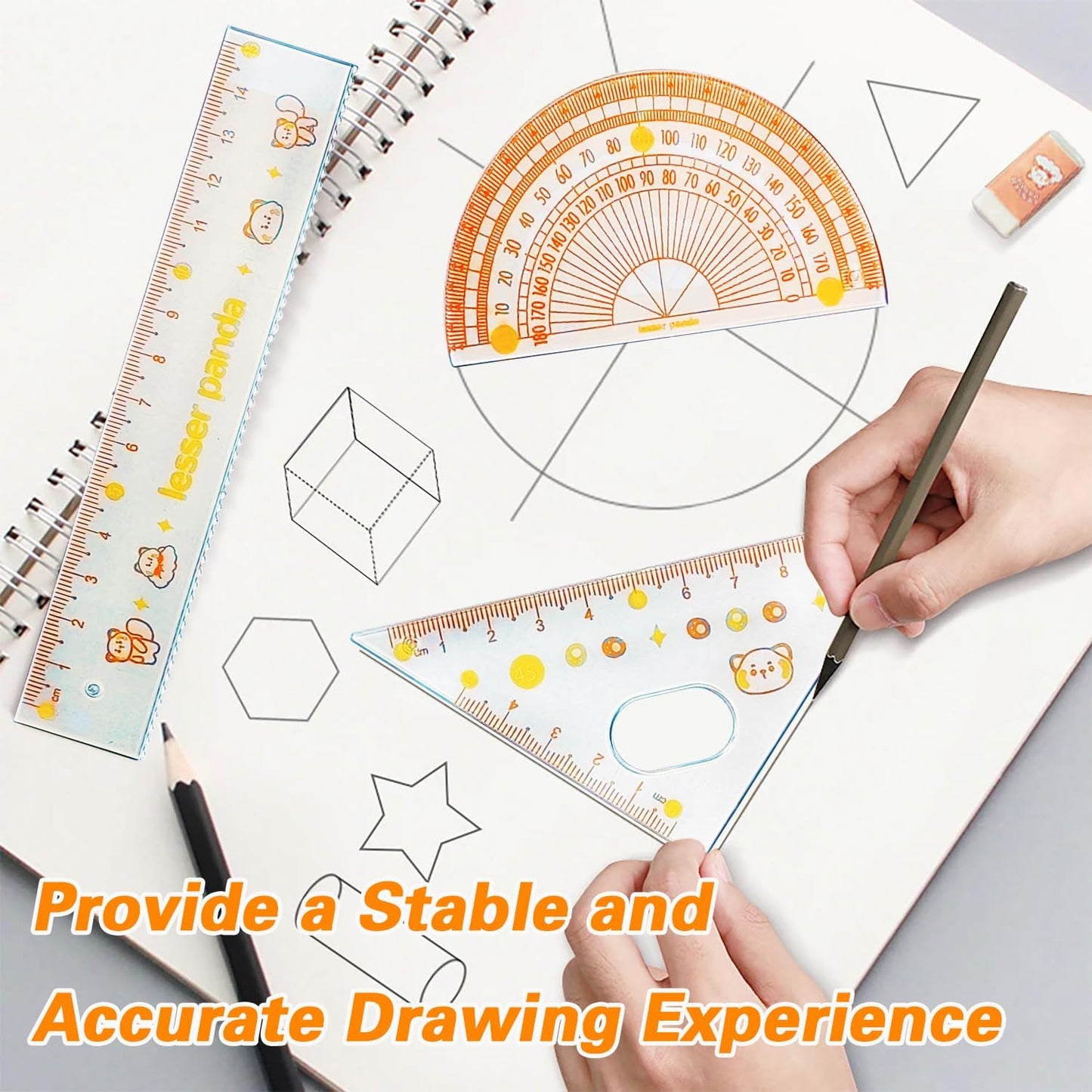 7Pcs Geometry Set | Math Protractor, Compass, Ruler & Mechanical Pencil - Essential Back to School Kit for Students