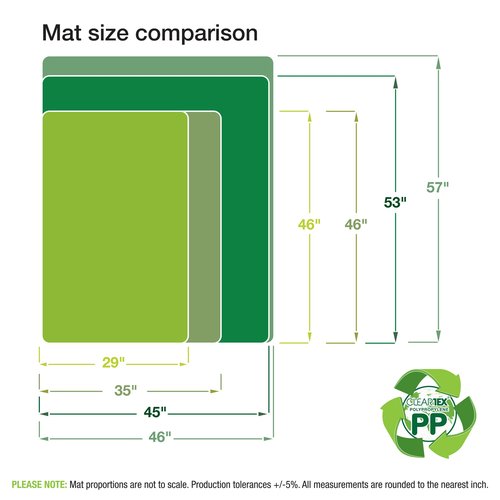 Floortex® Cleartex® Polypropylene Rectangular Anti-Slip Foldable Chair Mat for Hard Floors - 46" x 57"