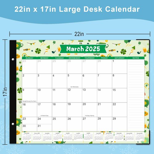 Desk Calendar 2025-2026, KOPEESY 22" x 17" Large Desk Top Calendar with Plastic Cover, 18 Months From January 2025 to June 2026