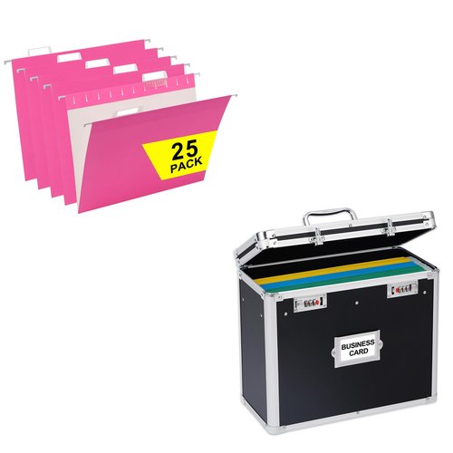 VZCPYTPM Lock File Boxes and 25 Packs Pink Hanging File Folder