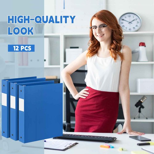 Skyygemm 12 Pcs 1 Inch 3 Ring Plastic Binder Flexible Binders Bulk Fits Letter Size 8.5'' x 11'' Paper Holds up to 225 Sheets with 1 Pockets Versatile Binder for School Office Home (Blue)