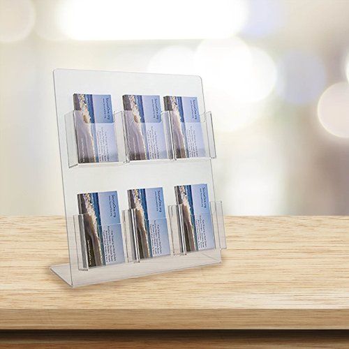 Source One Deluxe 2 Tier 6 Pocket Vertical Clear Business Card Holder - Counter Top