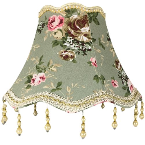 Fabric Vintage Lamp Shade: Small Floral Lamp Shade for Table Lamps, Victorian Royal Bell Shape Lampshade Replacement Shades for E27 Wall and Floor, Table Lamp, 25x18cm (Green)