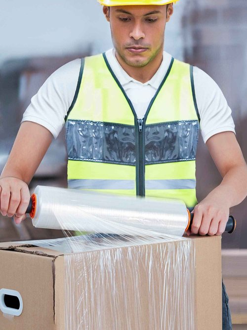 JARLINK 2 Pack Stretch Film, 15" x 1000ft Shrink Wrap for Pallet Wrap, Industrial Strength Stretch up to 650% Stretch with Handles, Self Adhering Packaging Heavy Duty Film for Moving, 68 Gauge, Clear