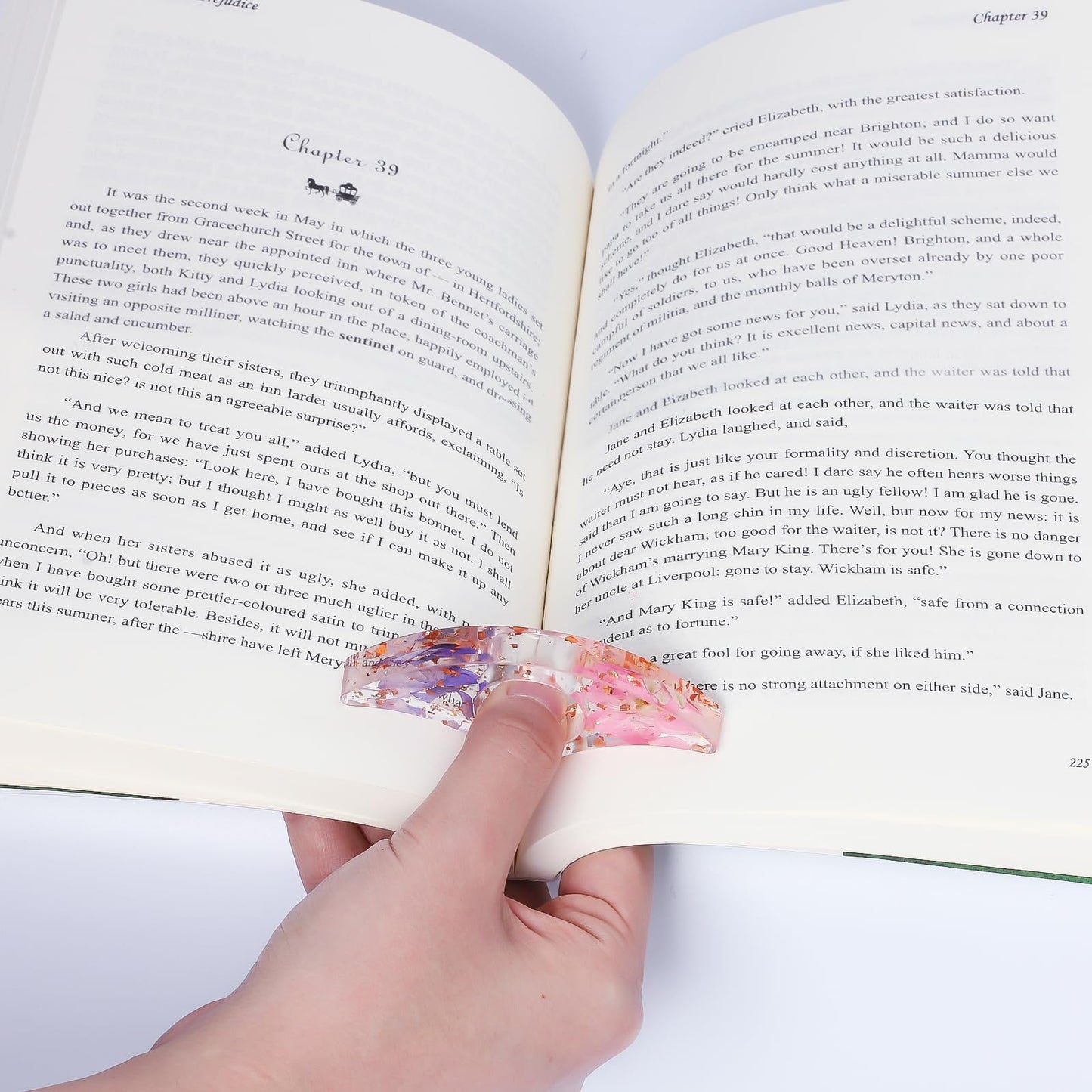 Book Page Holder, Kaluofan 2PCS Thumb Book Page Holder, Book Accessories for Reading Lovers, Handmade Dried Flower Book Opener Holder Thumb, Meaningful Gifts for Book Lovers Teachers Students