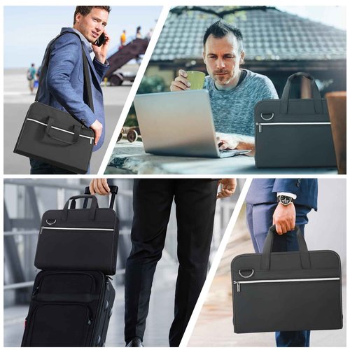 SEEKIND PU Leather Accordion File Organizer with Handle & Strap，12 Pockets Expanding File Folder with Zipper & Labels，Portable Document Organizer File for Letter A4 Files