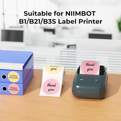 NIIMBOT Thermal Stickers - 200 Waterproof Round Labels for B21/B1/B3S Printer | 1.34'' x 1.34'' (34x34mm)