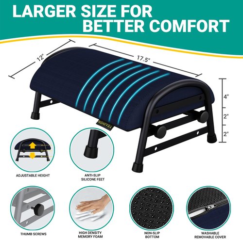 Foot Stool Underdesk Footrest with 3 Adjustable Heights, Under Desk Foot Rest for Car, Home and Office, Office Desk Accessories