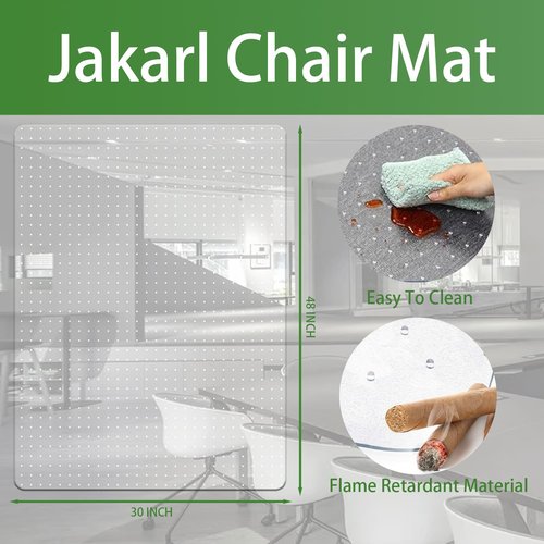 Office Chair Mat for Carpet with Studs, Desk Chair Mat for Carpeted Floor,Floor Mat for Carpet Office Chair,Plastic Carpet Chair Mat Floor Protector (Clear, 30"x48"x0.08" Rectangle)