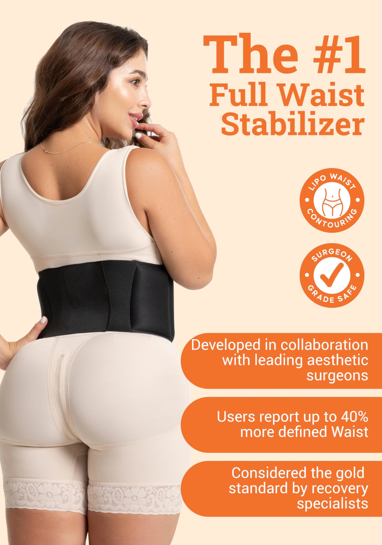 BE SHAPY 360 Lipo Foam Wrap Around Ab Board | Lipo Boards Post Surgery 360 | Tummy Tuck Recovery Must Haves Black