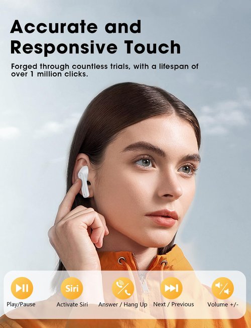 ZZU Wireless Earbuds, 2025 Ear Buds with Big Bass Stereo Sound, Lightweight Bluetooth Earbuds with 48 Hours Playtime, in-Ear Fit Earphones, IPX7, Hands-Free Calls with AI for iPhone, Android, Pad