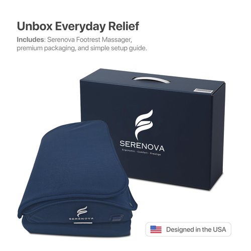 2-in-1 Shiatsu & Vibration Massager Footrest – Ergonomic Under Desk Footrest for Home or Office – Adjustable, Portable & Wireless