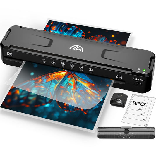 13 Inch Laminator Machine with 50 Laminating Sheets, Fast Warm-Up No Jam A3 Laminator, 11x17 Cold & Thermal Laminating Machine for Home School Office