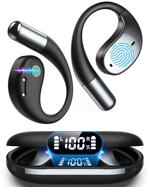 AI Translation Earbuds Real Time, 2025 Upgraded 6-in-1 Instant Translator with 144 Online & 11 Offline Languages, Voice/Video Call, Wireless OWS Translating Earbuds for Business Travel Learning