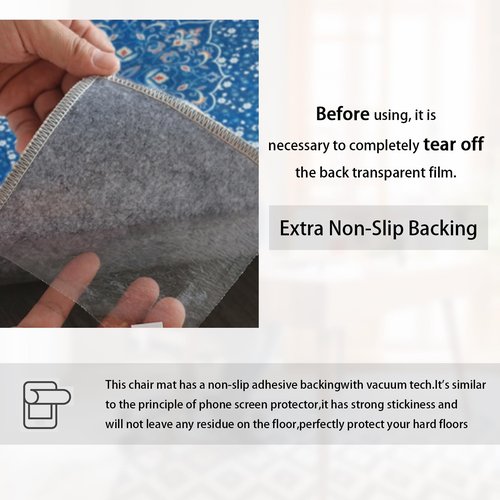Office Chair Mat for Hardwood Floor: Desk Computer Gaming Heavy Duty Rugs for Rolling Chairs - 60"x48" Large Anti-Slip PVC Mats Tile Hard Wood Floors Protectors, Not Recommended for Carpet