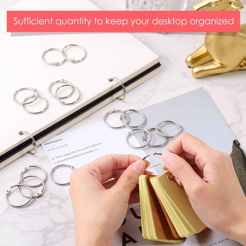 500 Pack Loose Leaf Binder Rings 1 Inch 25 mm Office Book Flashcard Rings Metal for Index Cards Binder Clips for School Home Office Supplies, Silver