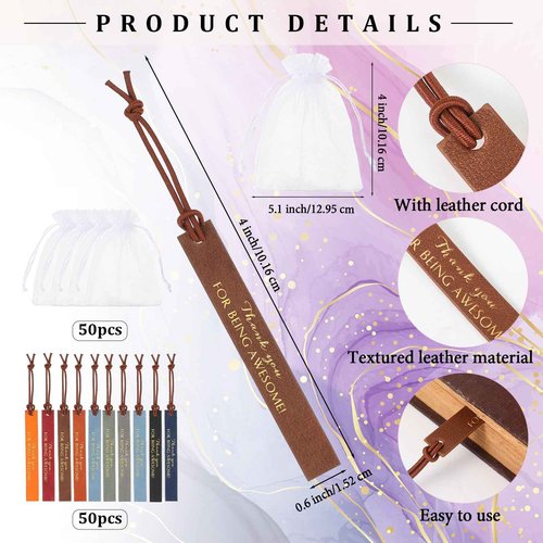 Qilery 50 Set Employee Appreciation Gift Bulk Mini Notebook Ballpoint Pen Leather Bookmark Drawstring Pocket Thank You Gift for Vet Tech Staff Medical Assistant Coworker Sterile Processing Week