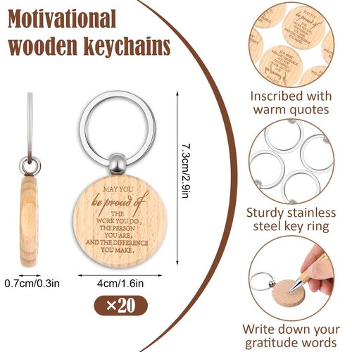 60 Pcs Employee Appreciation Gifts Inspirational Spiral Notebooks with Sticky Notes Notepads Encouragement Bamboo Pens Bulk Wooden Motivational Keychains for Coworkers Teacher