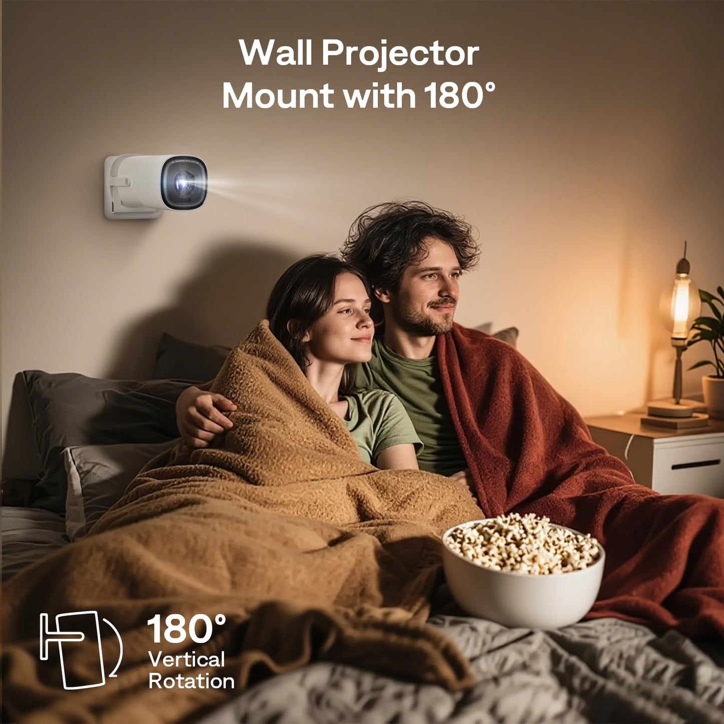 Durable Non-slip HY300 Projector Ceiling Mount, projector Wall mount for HY300Pro , Stable Holder Compatible with CLOKOWE, Thunrlge, MAGCUBIC, LYNCAST, CHICDAZE and other HY300&Pro Projector, White