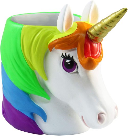 World of Wonders Beauty and Grace - Collectible Unity The Unicorn Magical Golden-Horned Retro Rainbow Fantasy Themed Desk Supply Organizer Pen & Pencil Holder Storage Container, 6-inch