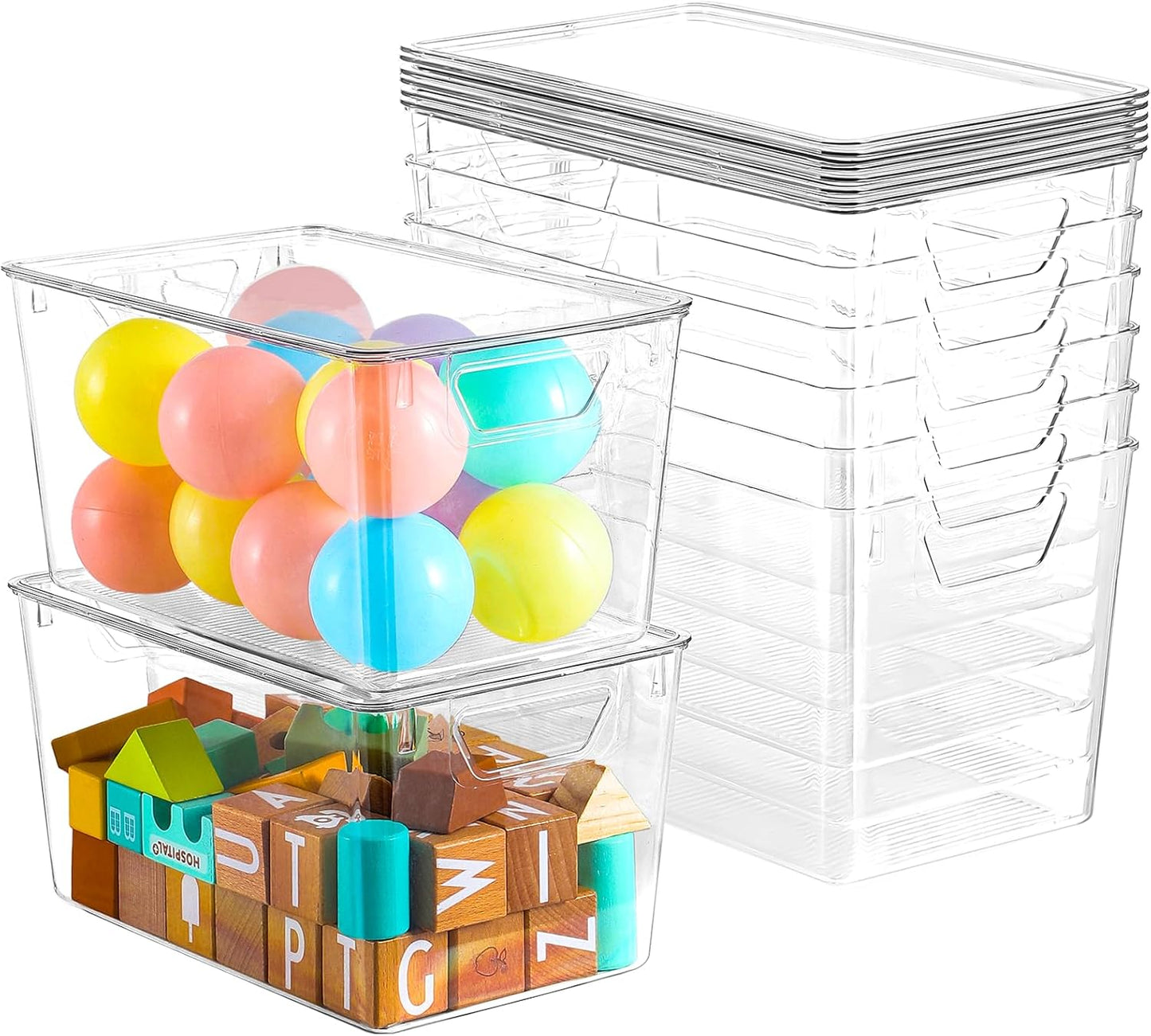 Clear Storage Bins by [Brand Name] - 6 Pack 7 Quart Stackable Containers with Lids | Ideal for Office & Home Organization