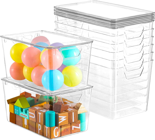 Clear Storage Bins by [Brand Name] - 6 Pack 7 Quart Stackable Containers with Lids | Ideal for Office & Home Organization