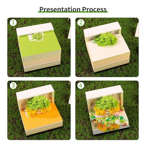 3D Calendar 2026,Time Piece Calendar 2026, Tear-Away 3D Paper Art Notepad w LED Lights, Paper Sculpture Tree House, Art Calendar Paper Sculpture,Christmas,New Year Gift,Valentine