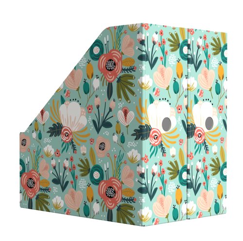 ANSSDO 6 Pack Cardboard Magazine Holder - Premium Magazine File Organizer, Large Volume Storage Box as Book Bins or Folder Holder for Desk - Teal Floral
