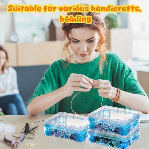 Suzile 25 Pcs Plastic Crayon Boxes with Snap Lids Crayon Storage Organizer Stackable Container Bulk Pencil Case for Pen Crafts Classroom Supplies(Blue)