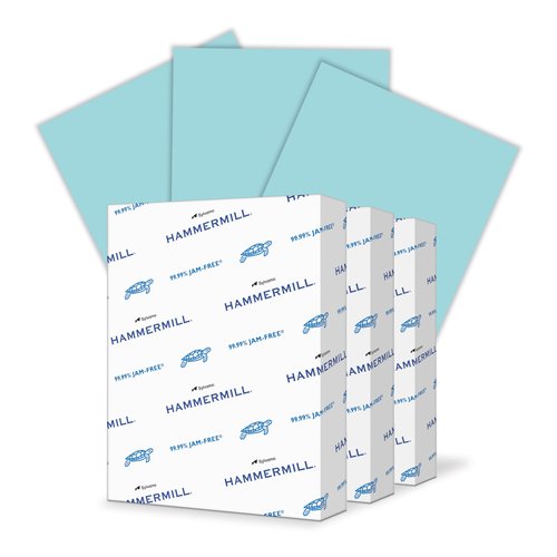Hammermill Colored Paper, 20 lb Blue Printer Paper, 8.5 x 11-3 Ream (1,500 Sheets) - Made in the USA, Pastel Paper