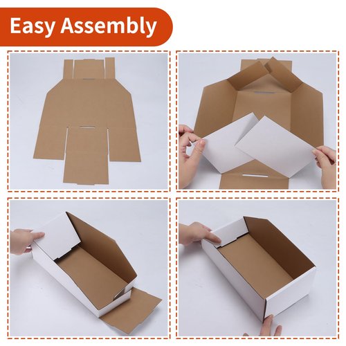 ZBEIVAN Cardboard Storage Bins Boxes 35 Packs 12x6x4.5 Inches, Easy Assembly Pantry Organizer Bins for Shelf, White
