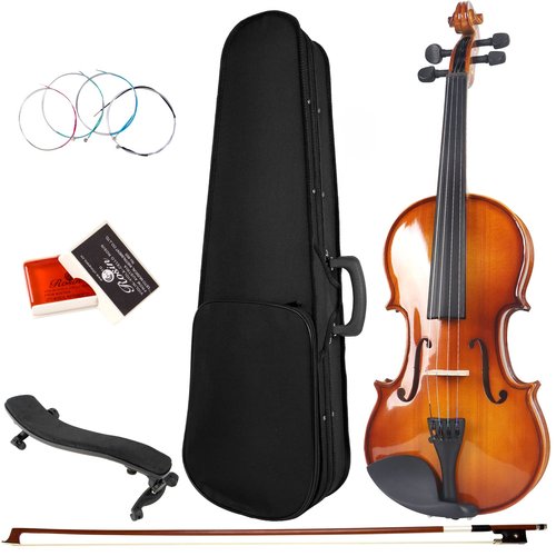 Kmise, 4 Solid Wood Fiddle for Adults, Beginners Students Kids, Hard Case with Hygrometer,Violin Bow,Shoulder Rest, Rosin,Extra Strings (3/4)