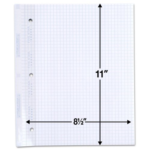 Five Star Insertable Loose Leaf Paper, Notebook Paper, Graph Paper to Add Pages, Reinforced Filler Paper, 8.5 x 11, 75 Sheets (17018)