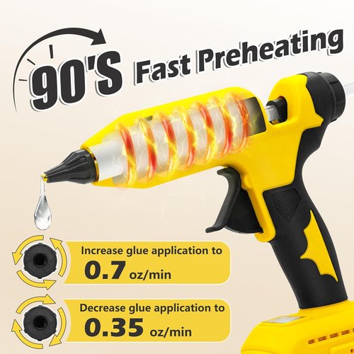 DeWalt 110W Cordless Hot Glue Gun - Heavy Duty Electric Tool with 20 Glue Sticks for Arts & Crafts