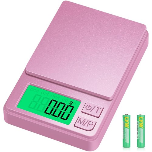 Diyife Digital Pocket Gram Scale - 0.01g Accuracy Mini Jewelry Scale with Protective Cover | Pink 1000g Capacity