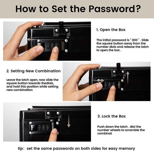 Large Lock Box,Lockable Storage Box with Combination Code 15.3x11x8.6in Stackable Medicine Lock Box for Safe Medication，Storage Box with Lock for Phone/Snacks/Personal Items/Fridge/Office