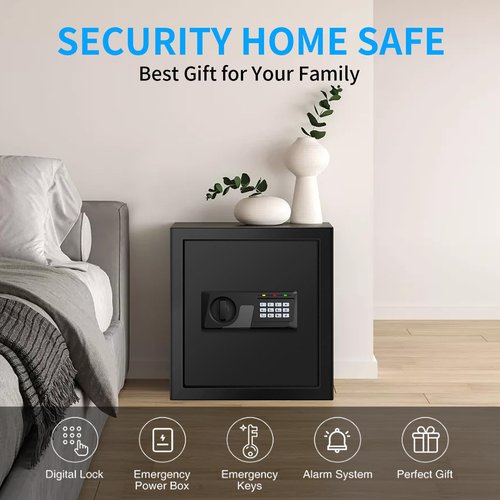 2.3 Cuft Fire proof Safes for HOME USE, Digital Security Safe Box with Programmable Keypad and Spare Keys, Safety Box for Home Office Business, Document Safe for Money Medicine Valuables