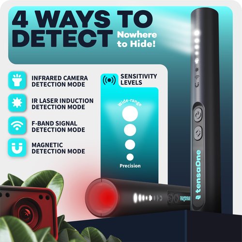 TensaOne Hidden Camera Detectors – Small Anti Spy Audio Video GPS Tracker RF Detector for Wireless Cameras and Cars Tracking Device - Mini Travel Pen for Finding Spying Voice Recorder Bug Devices