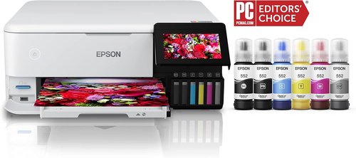 Epson EcoTank Photo ET-8500 Wireless All-in-One Printer - Color Touchscreen, Scanner & Copier - White