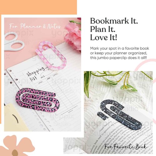 YOPPIX 30 Set Sublimation Paper Clips Blanks Bulk, Jumbo Sublimation Acrylic Paperclip Bookmark Clips with 30Pcs Back Card for Heat Transfer DIY Crafts, Office School Supplies, Back to School Gifts