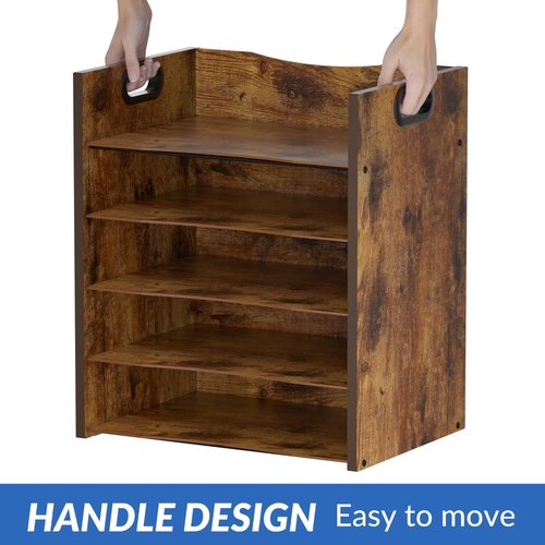 LMZAPET 5-Tier Wood Paper Organizer, File Holder for Desk With Handle - Wooden Paper Letter Tray, Desk Organizer and Accessories, File Cabinet for Home Office, School