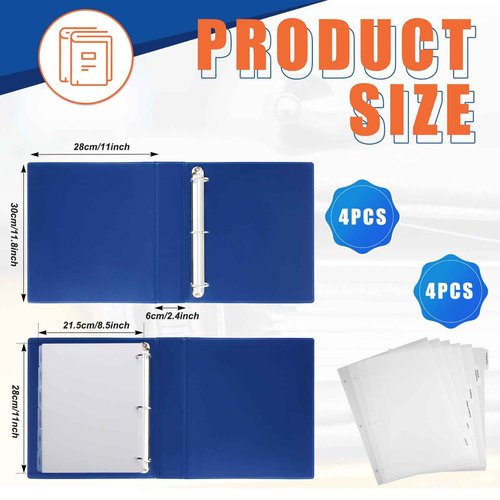Skyygemm Estate Planning Portfolio Binder PU Leather 3 Ring Binders with Gold Title and Index Tab Dividers, 11'' x 11.8'' x 2.4'' Estate Planning Organizer(Blue)
