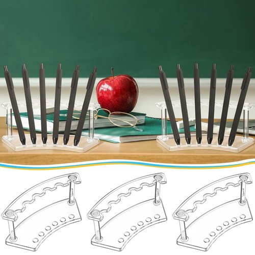 Tatuo 24 Pcs Plastic Pen Holder 6 Slots Pen Display Stand Eyebrow Pen Stand Clear Pencil Holders and Pen Holders Makeup Brush Rack Organizer for Home Office Store Desk School Supplies, Vertical