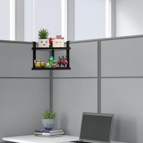 Olpchee Office Cubicle Shelf Cubicle Storage Organizer Cubicle Accessories Height Adjustable Cubicle Corner Shelf with Adjustable Hooks