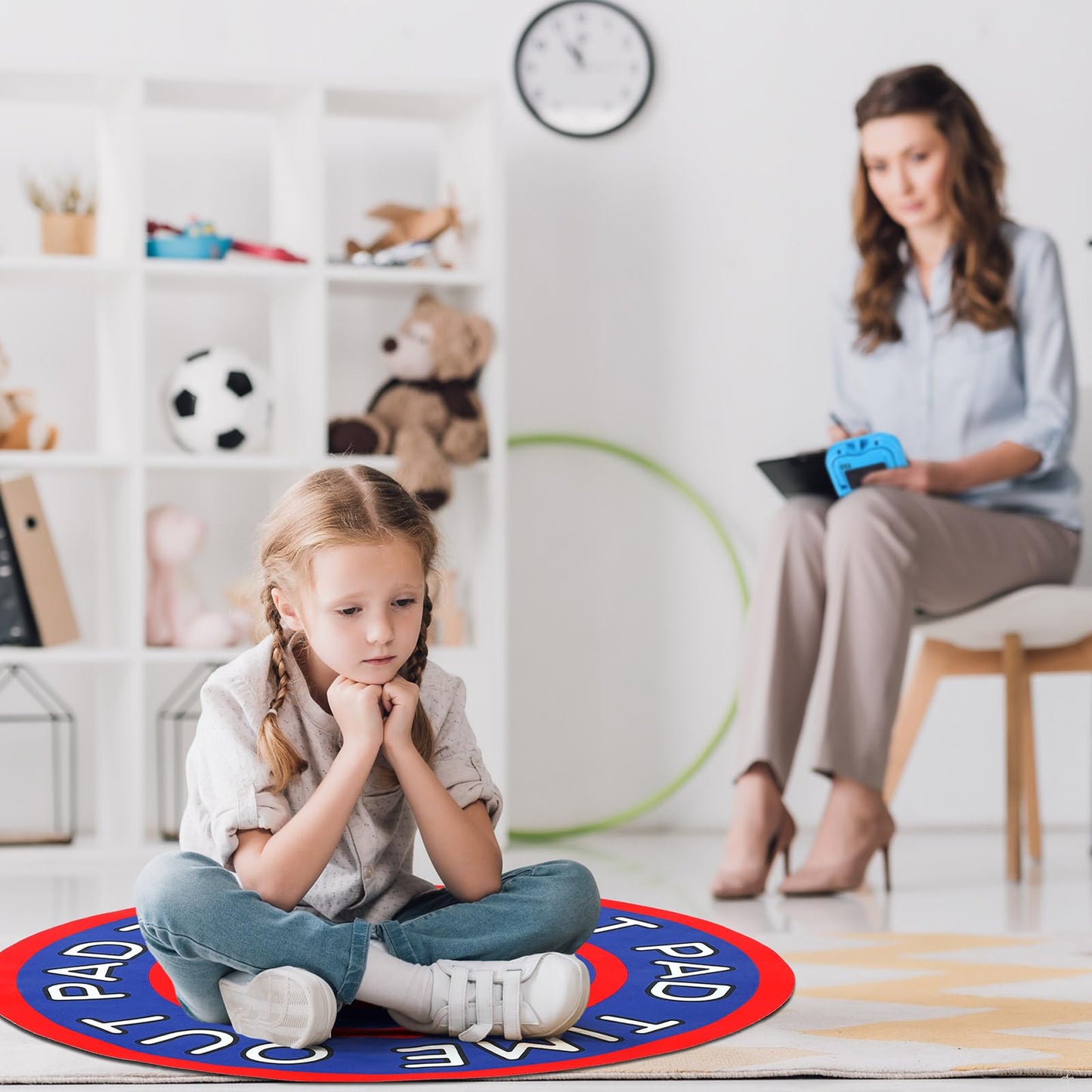 Nuanchu Time out Chairs for Toddlers Time out Chair Pad Rug Mat with Timer 24'' Calm Down Corner Mat Floor Seating Sit Reading Daycare for Classroom Enhances Discipline and Fosters Positive Behavior