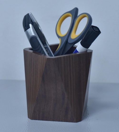 Kuncottz Black Walnut Wooden Desk Organization Pen Holder, Stationary Pen Organizer Dual-Purpose Art Supply Pencil Cup Holder for Office, School, Home