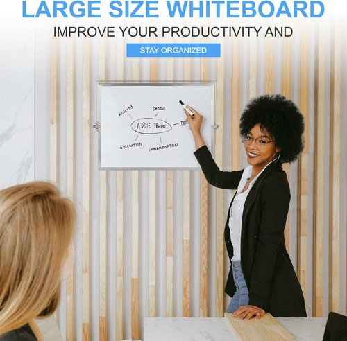 Cazeyoo Magnetic Desktop Whiteboard - Portable Double-Sided 16 x 12 Inch with Stand, Markers & Eraser