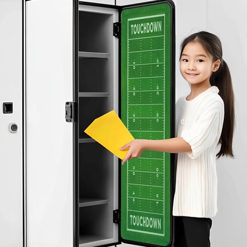 2 Pcs Locker Magnetic Wallpaper American Football Field Artificial Turf Soccer Field 12" x 36" Wall Magnetic Sticker Removable Locker Accessories Decor Easy Install for Office School