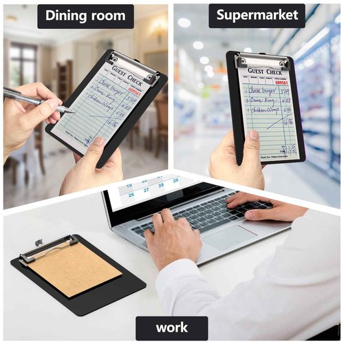 Juvealoe Mini Clipboard 50 Pack, 5 x 7 Plastic Small Black Clip Boards with Low Profile Clip, Memo Size for Classroom, Teacher, Students, School & Office Supplies